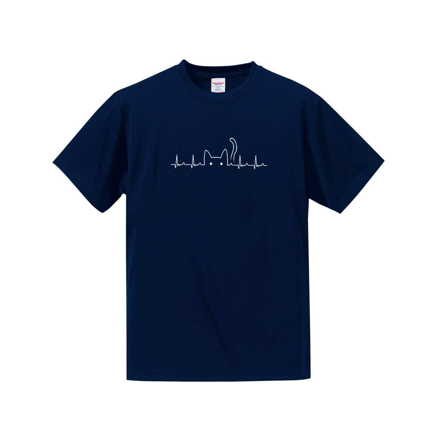 猫tシャツ ドライTシャツ シルキータッチTシャツ ねこ 猫イラスト おもしろ tシャツ ハートビート 心電図