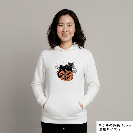 猫 パーカー ねこ かわいい 黒猫 ハロウィン1 ｜アダルト&キッズサイズ