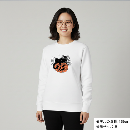 猫 トレーナー ねこ かわいい  黒猫 ハロウィン｜アダルト&キッズサイズ