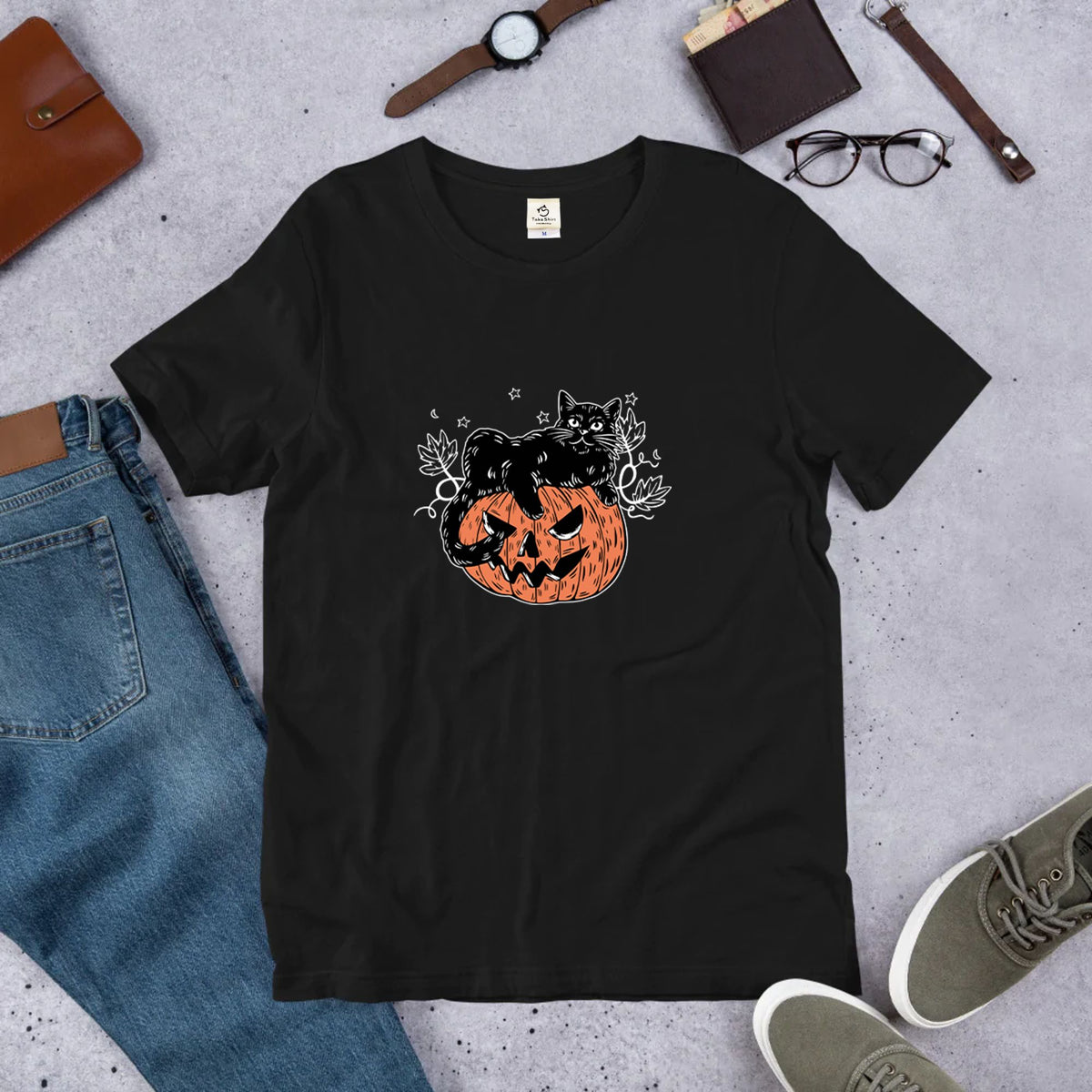 猫tシャツ ねこ 猫イラスト おもしろ tシャツ かわいい ハロウィン1｜アダルト&キッズサイズ