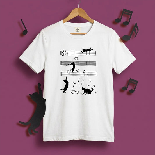 猫ミュージックノート Tシャツ | 音楽家 ギフト