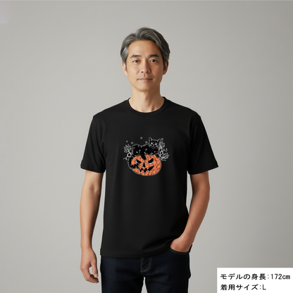 猫tシャツ ねこ 猫イラスト おもしろ tシャツ かわいい ハロウィン1｜アダルト&キッズサイズ