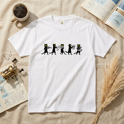 黒猫 音楽隊 Tシャツ ｜ 猫好き・吹奏楽・音楽好きに人気