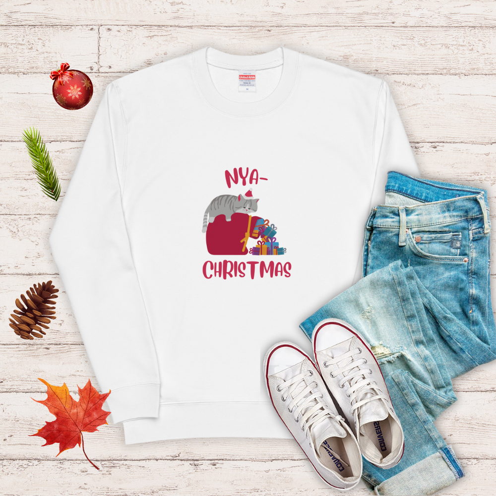 【クリスマス限定商品】猫 トレーナー ねこ かわいい 猫イラスト 猫クリスマス.