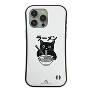 ケース ねこ 猫イラストラーメン黒 スマホ ケース iPhone8, SE2, SE3 ~ ケースiPhone17シリーズ