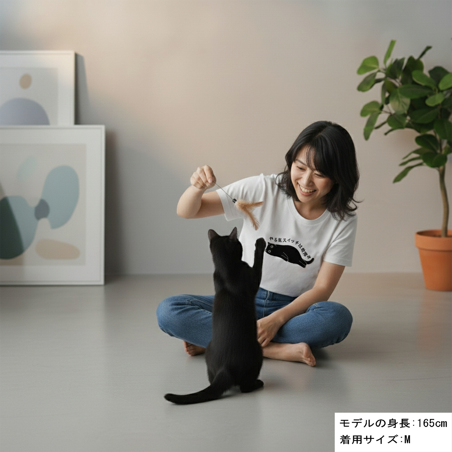 猫tシャツ ねこ 猫イラスト おもしろ tシャツ かわいい やる気スイッチは故障中｜アダルト&キッズサイズ