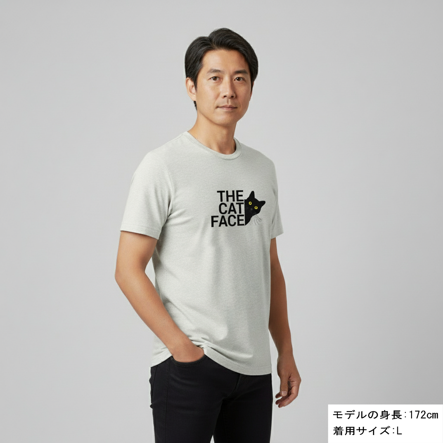 猫tシャツ ねこ 猫イラスト おもしろ tシャツ かわいい THE CAT FACE2｜アダルト&キッズサイズ