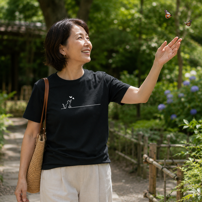 猫 バタフライ Tシャツ ｜ 猫好き・シンプル好きに人気