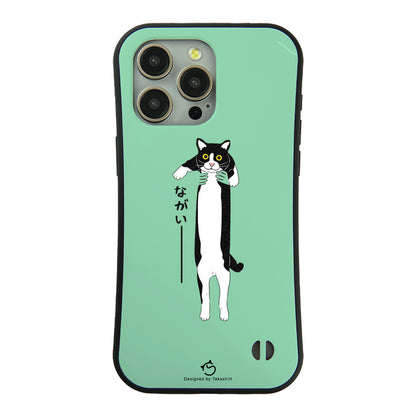 ケース ねこ 猫イラスト ハチワレ猫 ながいー スマホ ケース iPhone8, SE2, SE3 ~ ケース iPhone16セリア
