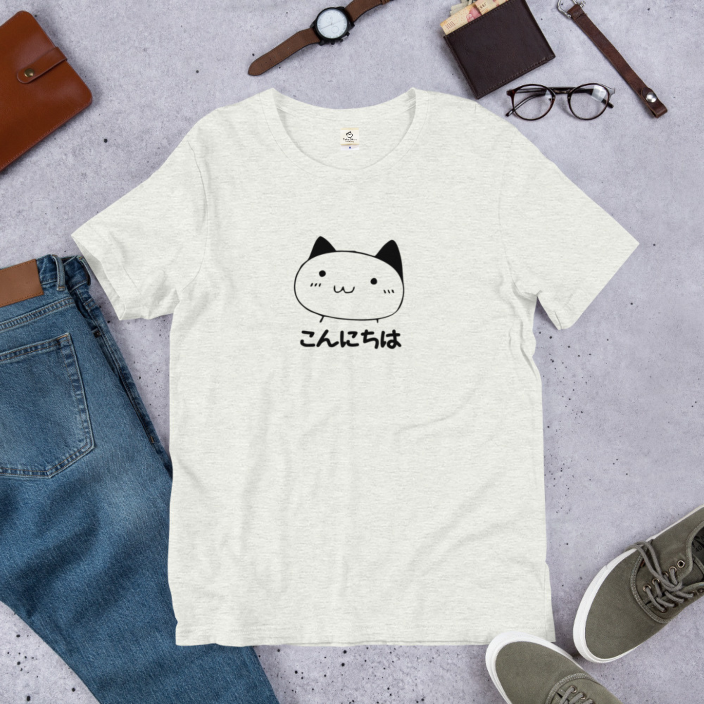 猫tシャツ ねこ 猫イラスト こんにちは
