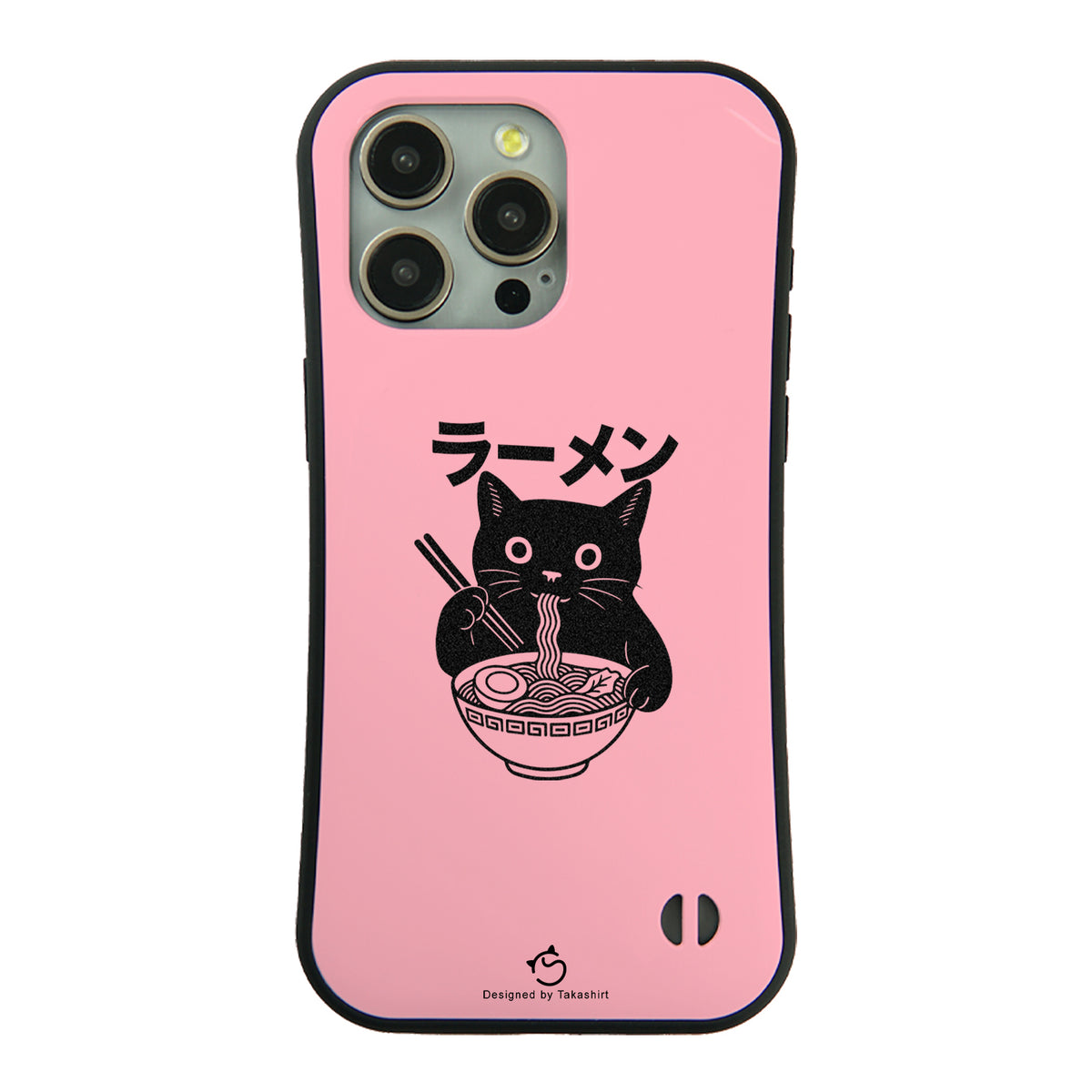 ケース ねこ 猫イラストラーメン黒 スマホ ケース iPhone8, SE2, SE3 ~ ケースiPhone17シリーズ