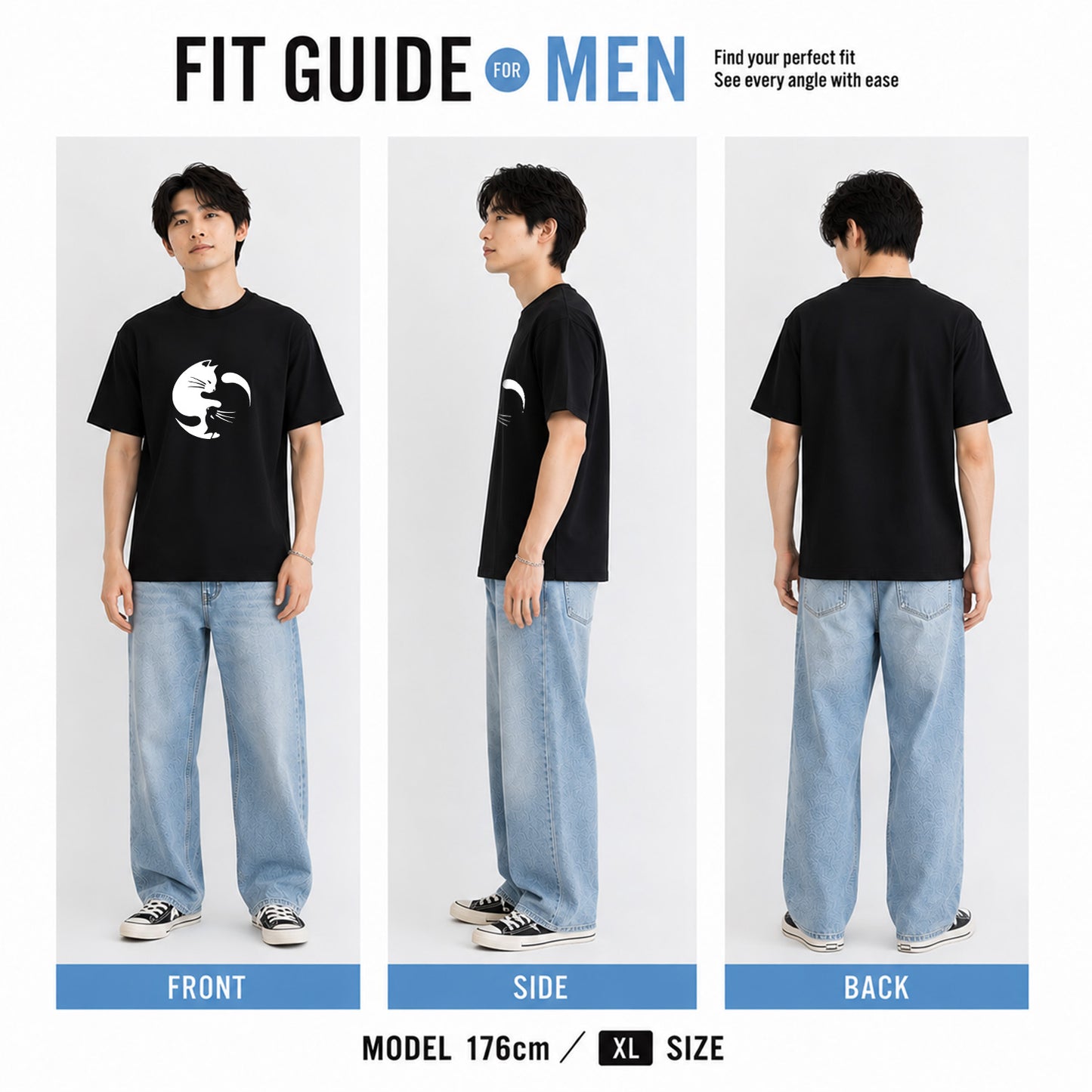 【24時間限定★半額】陰陽サークル猫Tシャツ｜おもしろ 猫デザイン