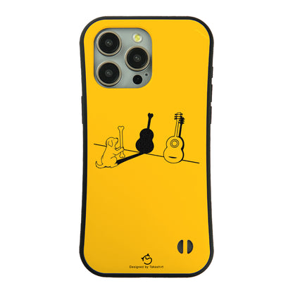 ケース いぬ 犬 イラスト   犬ギター スマホ ケース iPhone8, SE2, SE3 ~ ケース iPhone17シリーズ