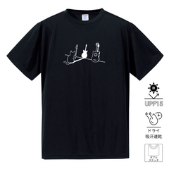 猫tシャツ ドライTシャツ シルキータッチTシャツ ねこ 猫イラスト おもしろ tシャツ 猫ギター