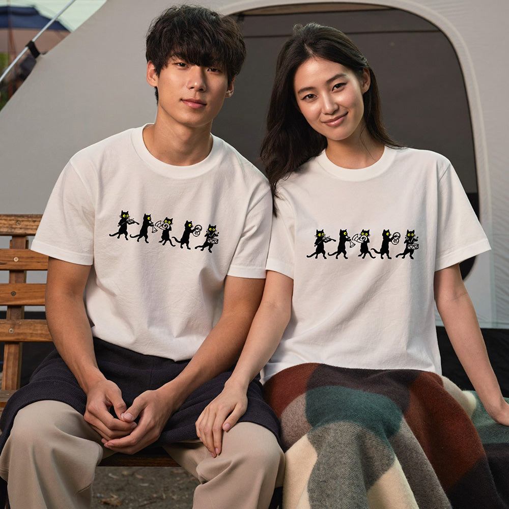 黒猫 音楽隊 Tシャツ ｜ 猫好き・吹奏楽・音楽好きに人気