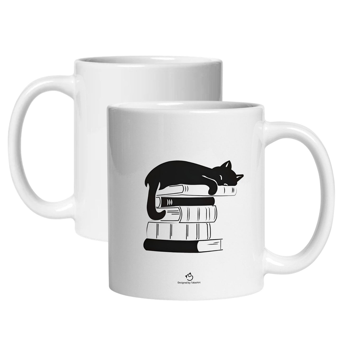 マグカップ 猫イラスト Cat & Book｜猫好きにおすすめの面白い猫グッズ プレゼントにも最適