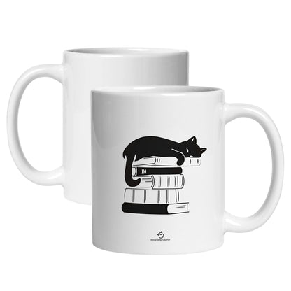 マグカップ 猫イラスト Cat & Book｜猫好きにおすすめの面白い猫グッズ プレゼントにも最適
