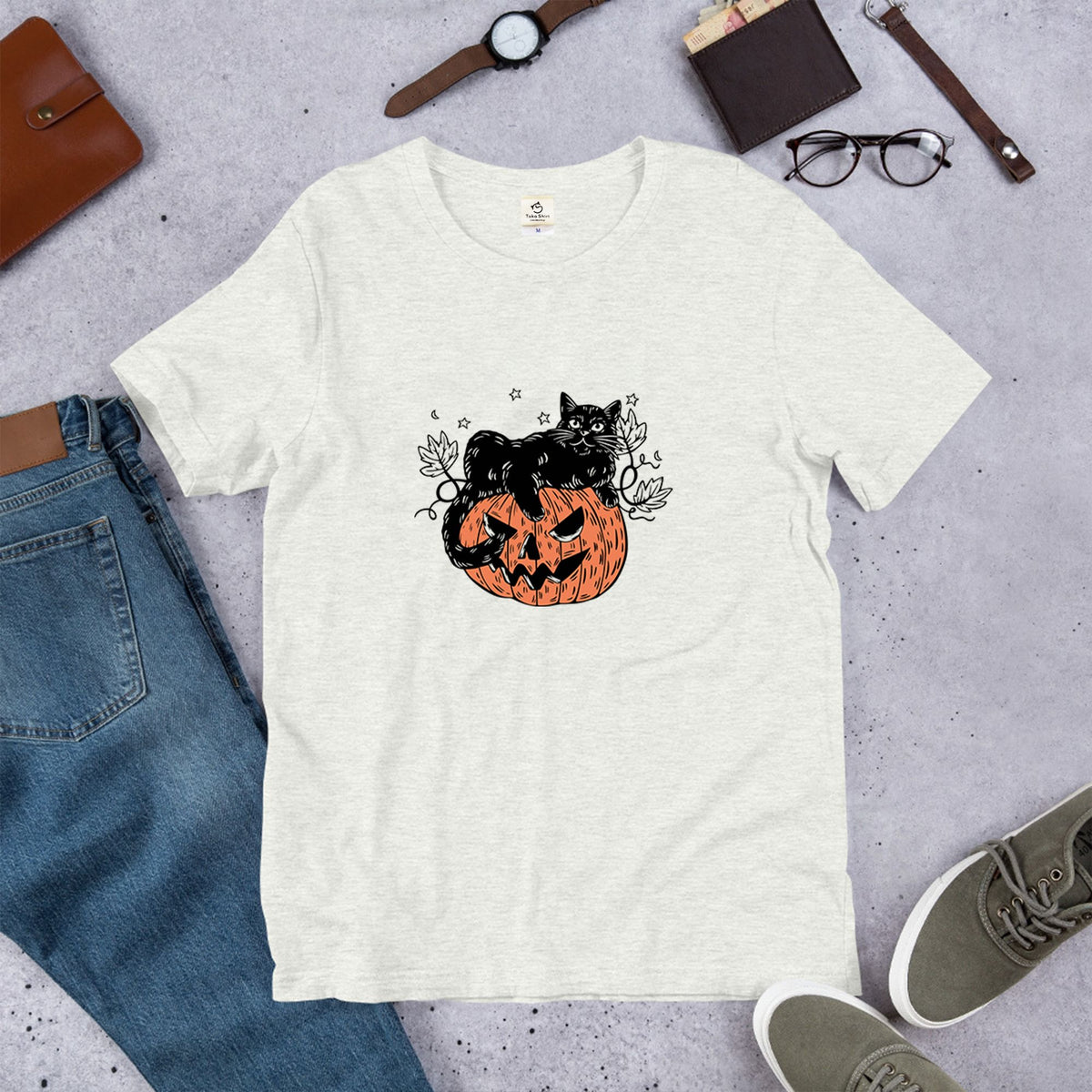 猫tシャツ ねこ 猫イラスト おもしろ tシャツ かわいい ハロウィン1｜アダルト&キッズサイズ