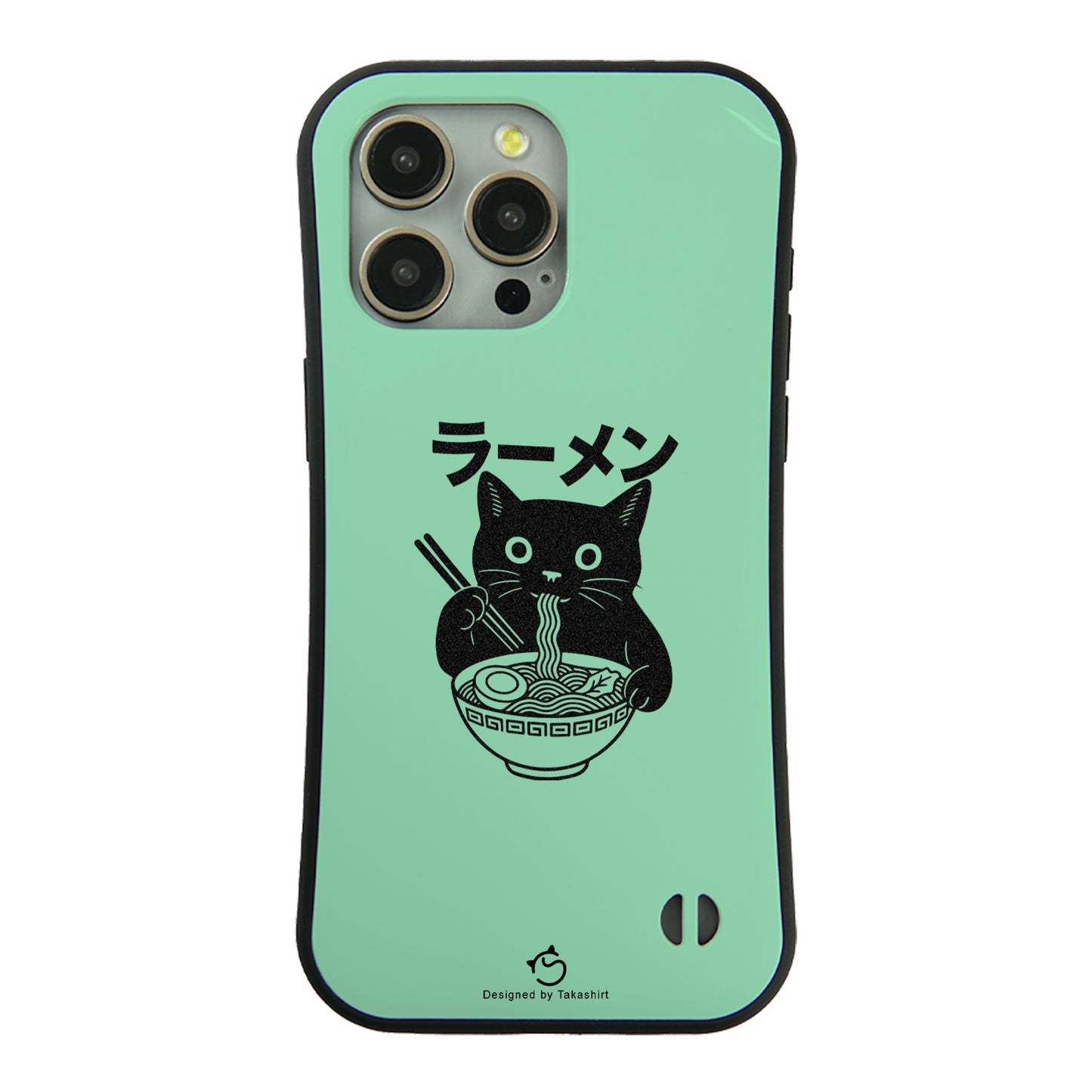 ケース ねこ 猫イラストラーメン黒 スマホ ケース iPhone8, SE2, SE3 ~ ケースiPhone17シリーズ