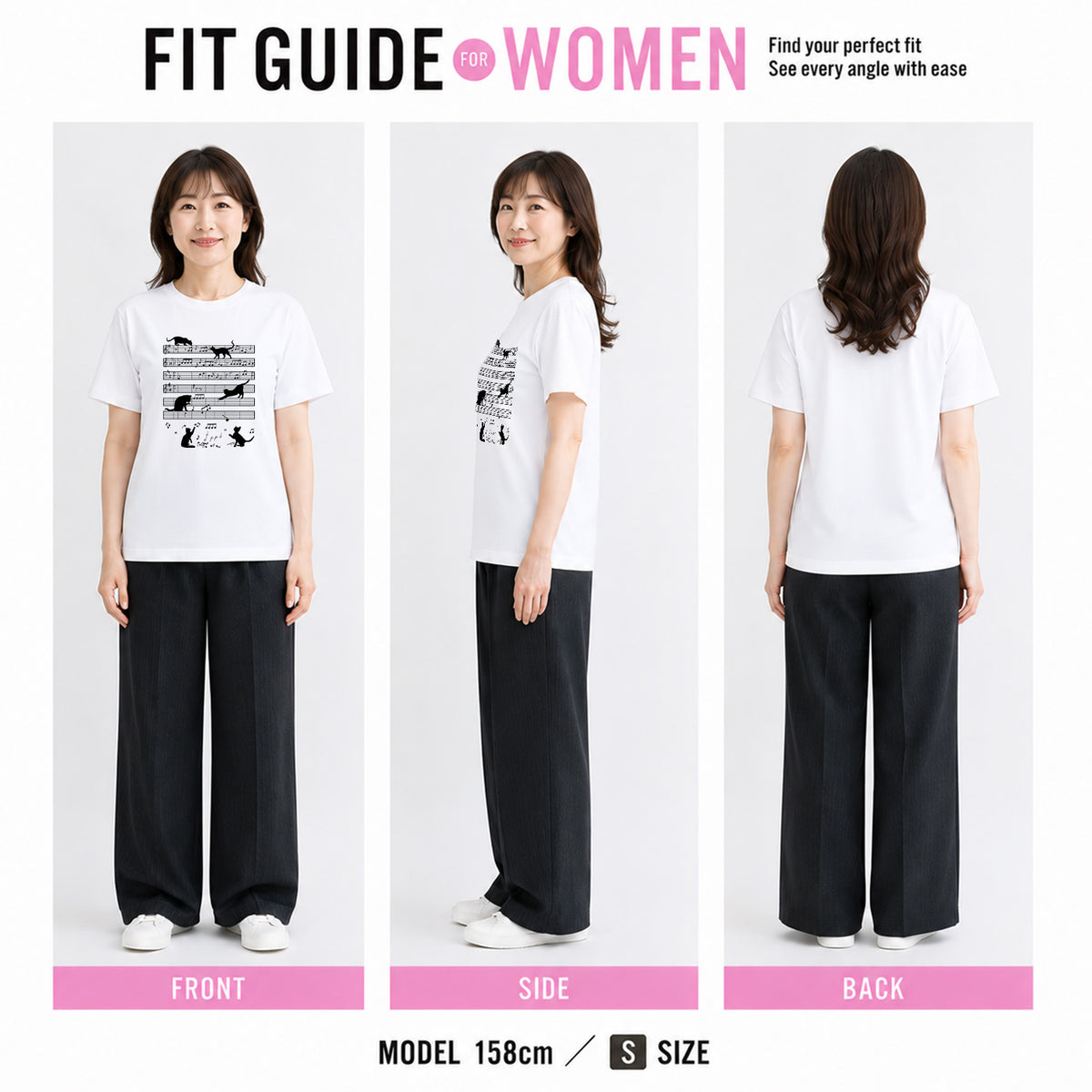 猫音楽譜 Tシャツ | 音楽好きに人気