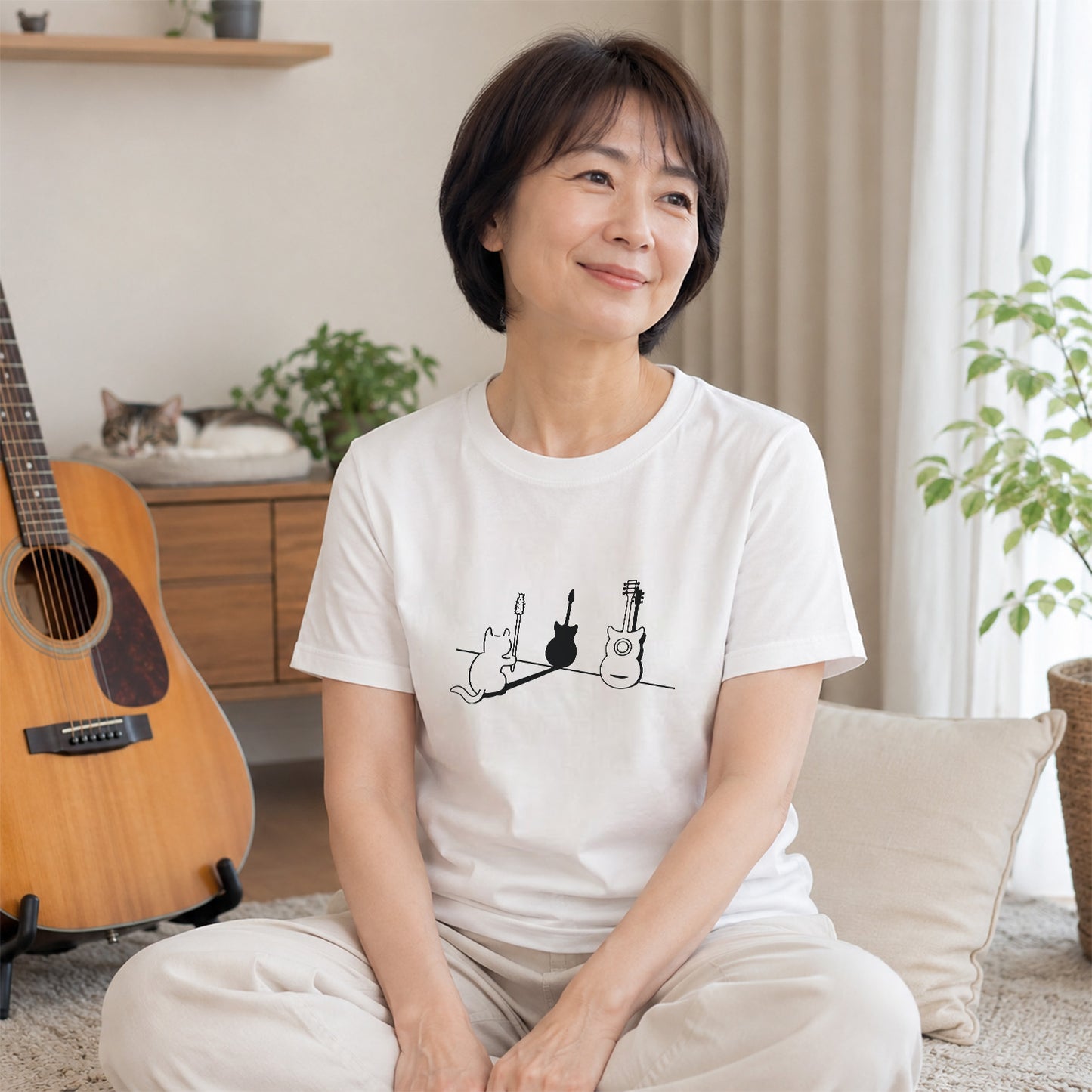 猫ギター 猫Tシャツ｜音楽好きに人気