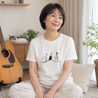 猫ギター 猫Tシャツ｜音楽好きに人気