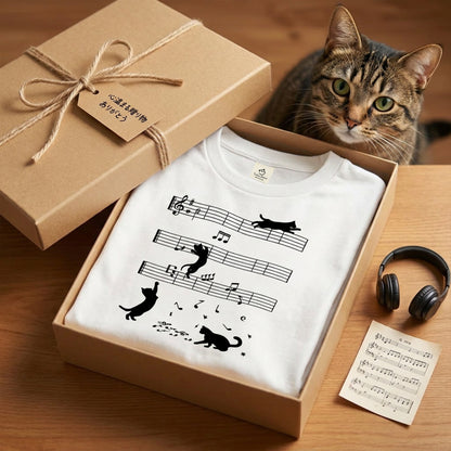 猫ミュージックノート Tシャツ | 音楽家 ギフト