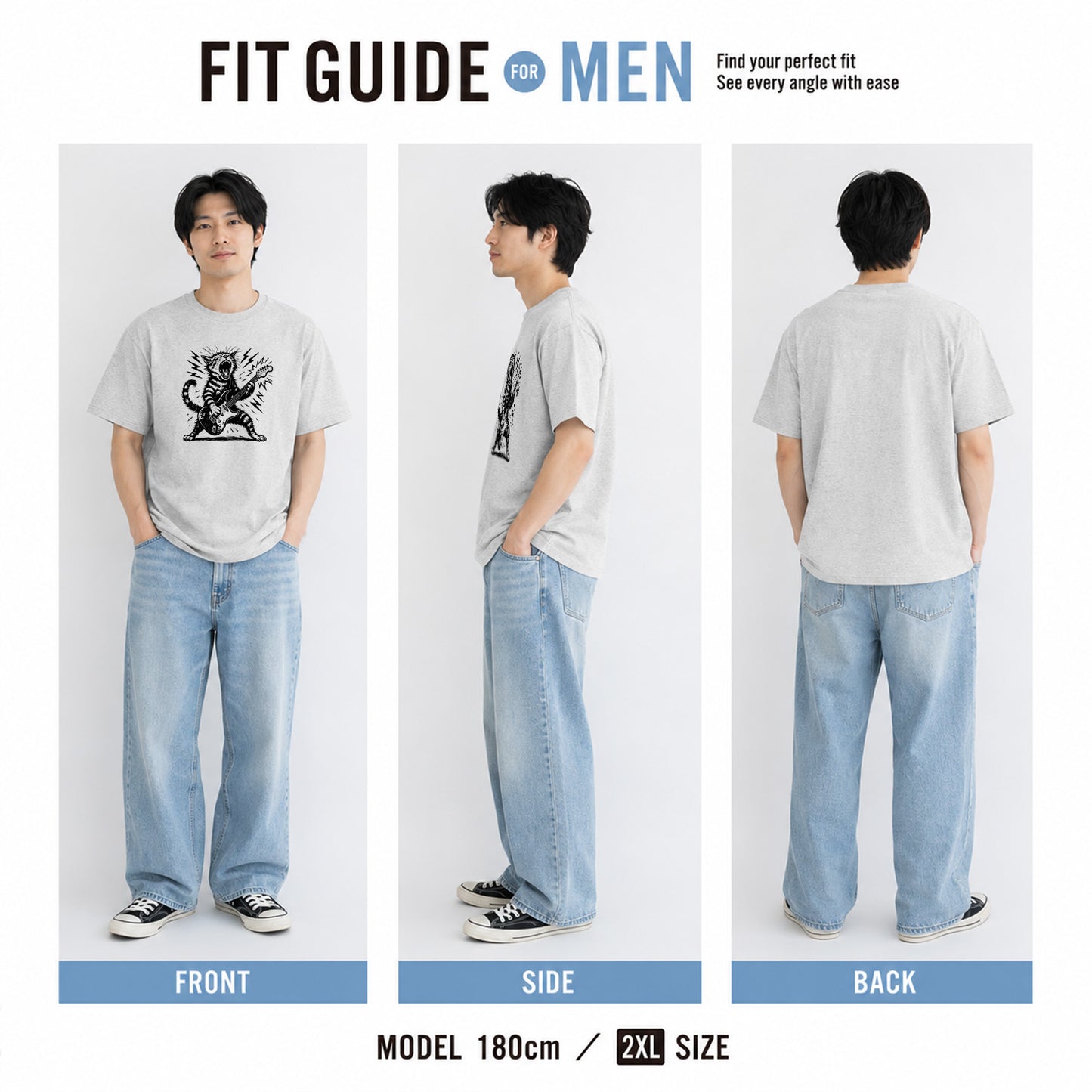ロック猫ギター Tシャツ | 音楽好きに人気