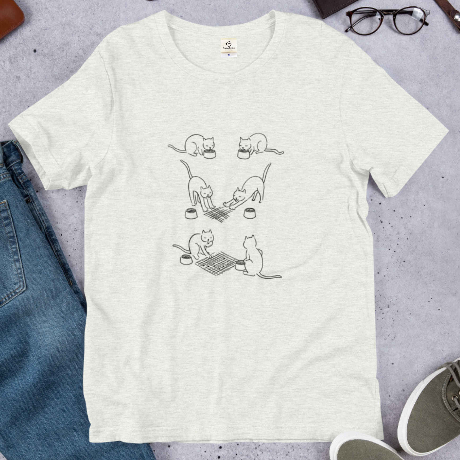 猫tシャツ ねこ 猫イラスト おもしろ tシャツ かわいい 猫ピンズ　囲碁｜アダルト&キッズサイズ.