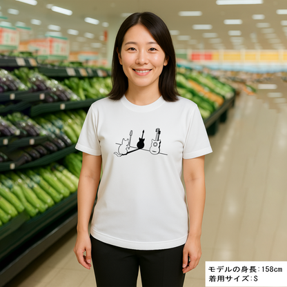 猫tシャツ ドライTシャツ シルキータッチTシャツ ねこ 猫イラスト おもしろ tシャツ 猫ギター