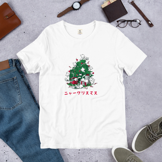 【クリスマス限定商品】猫tシャツ ねこ 猫イラスト 猫クリスマス.