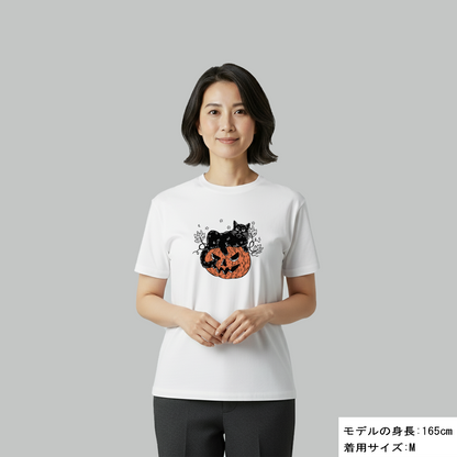 猫tシャツ ねこ 猫イラスト おもしろ tシャツ かわいい ハロウィン1｜アダルト&キッズサイズ