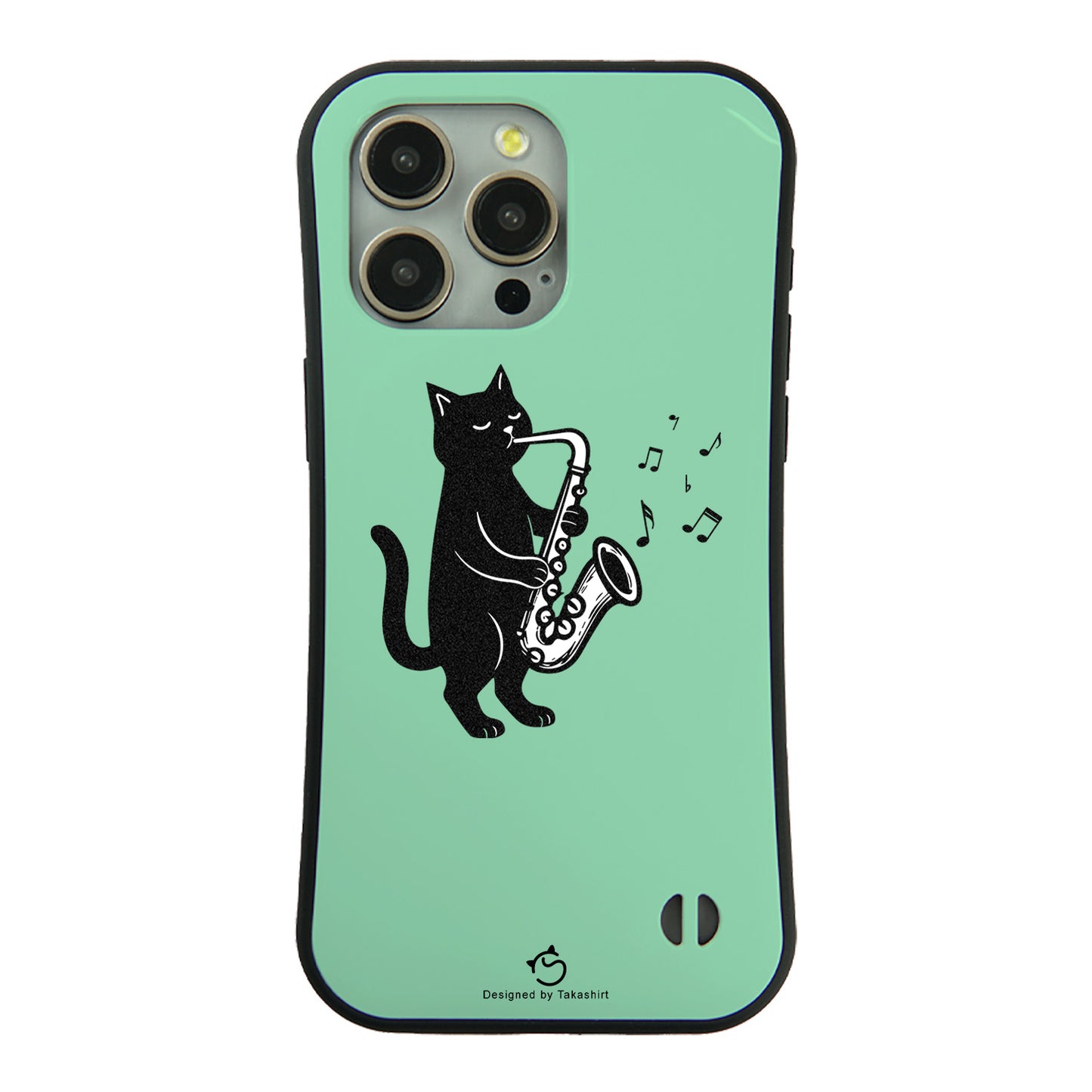 ケース ねこ 猫イラストサックスを吹く スマホ ケース iPhone8, SE2, SE3 ~ ケースiPhone17シリーズ