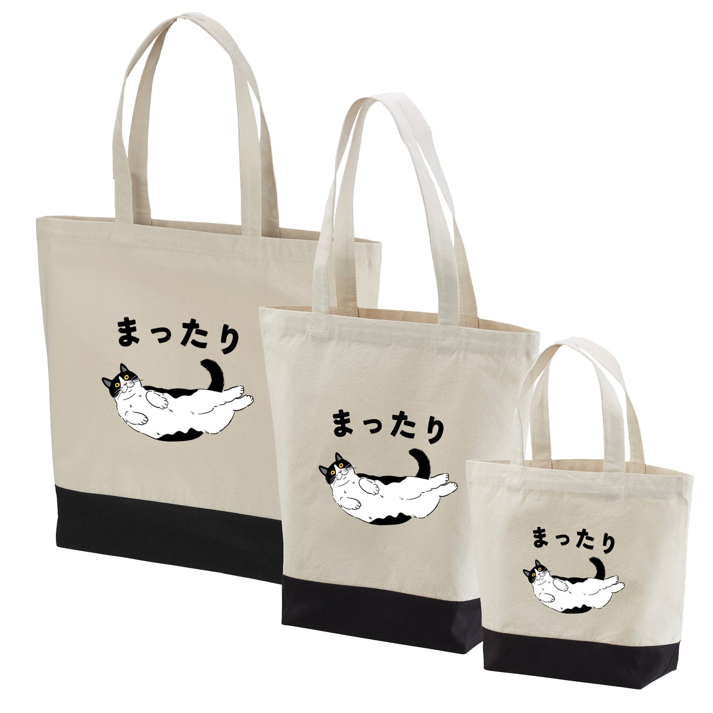 猫トート バッグ  猫 エコ バッグ ハチワレ猫  まったり