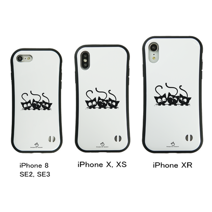 ケース ねこ 猫イラスト 可愛い黒い猫 3  スマホ ケース iPhone8, SE2, SE3 ~ ケース iPhone16シリーズ