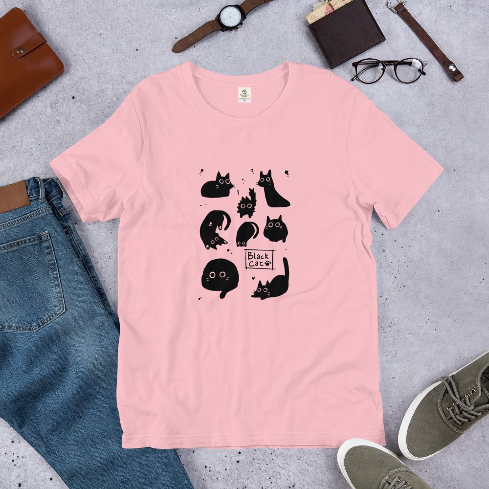 猫tシャツ ねこ 猫イラスト Black Cat 黒猫｜アダルト&キッズサイズ.