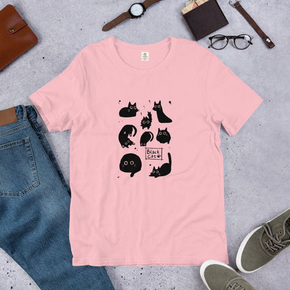 猫tシャツ ねこ 猫イラスト Black Cat 黒猫｜アダルト&キッズサイズ.
