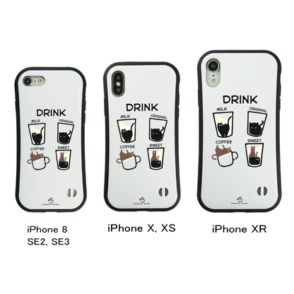 ケース ねこ 猫イラスト 猫ドリンク  スマホ ケース iPhone8, SE2, SE3 ~ ケース iPhone16シリーズ