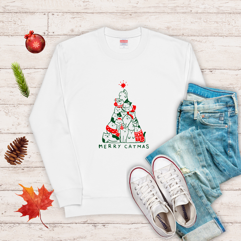 【クリスマス限定商品】猫 トレーナー ねこ かわいい 猫イラスト 猫クリスマス.