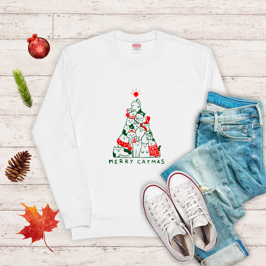 【クリスマス限定商品】猫 トレーナー ねこ かわいい 猫イラスト 猫クリスマス.