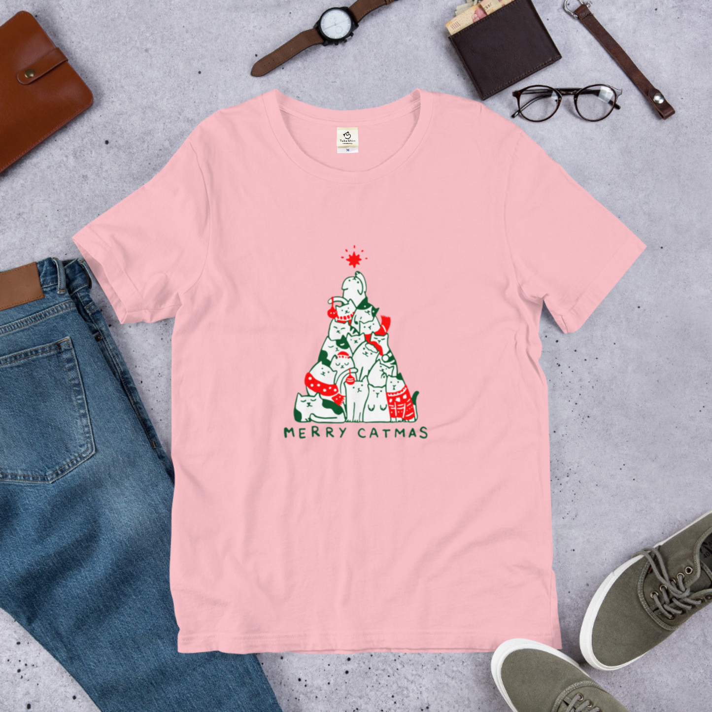 【クリスマス限定商品】猫tシャツ ねこ 猫イラスト 猫クリスマス.