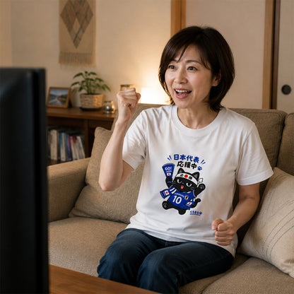 くろまるTシャツ｜日本代表応援中！必勝ハチ巻きワールドカップデザイン