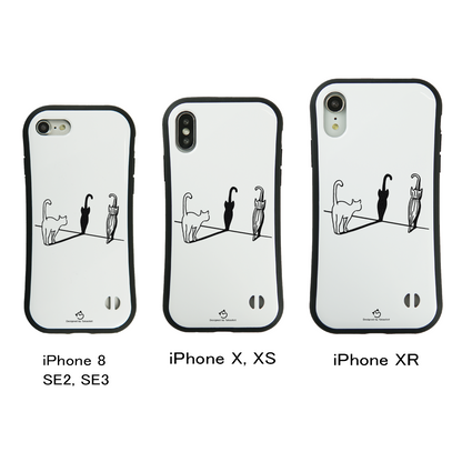 ケース ねこ 猫イラスト猫＆傘 スマホ ケース iPhone8, SE2, SE3 ~ ケース iPhone16シリーズ
