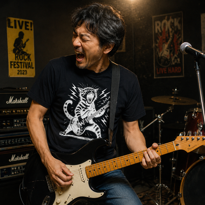 ロック猫ギター Tシャツ | 音楽好きに人気