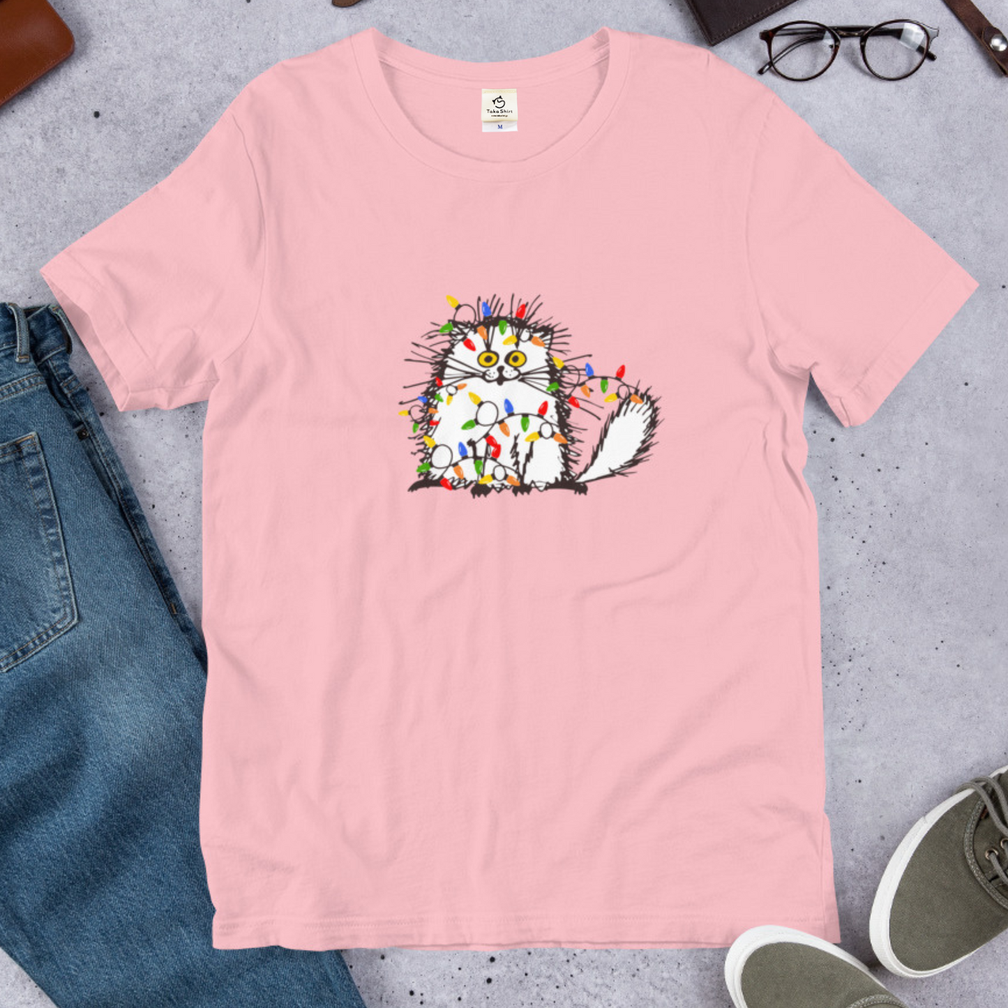 【クリスマス限定商品】猫tシャツ ねこ 猫イラスト 猫クリスマス.