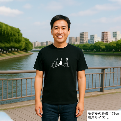 猫tシャツ ドライTシャツ シルキータッチTシャツ ねこ 猫イラスト おもしろ tシャツ 猫ギター