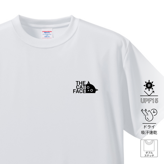 猫tシャツ ドライTシャツ シルキータッチTシャツ ねこ 猫イラスト おもしろ tシャツ THE CAT FACE ワンポイント