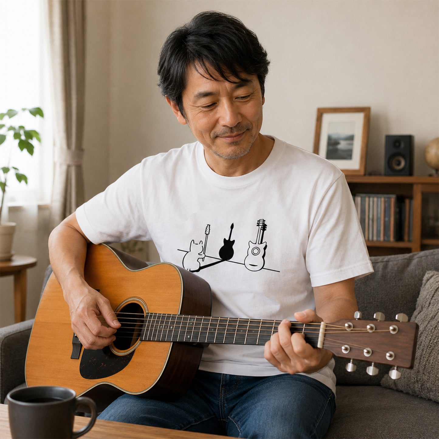猫ギター 猫Tシャツ｜音楽好きに人気