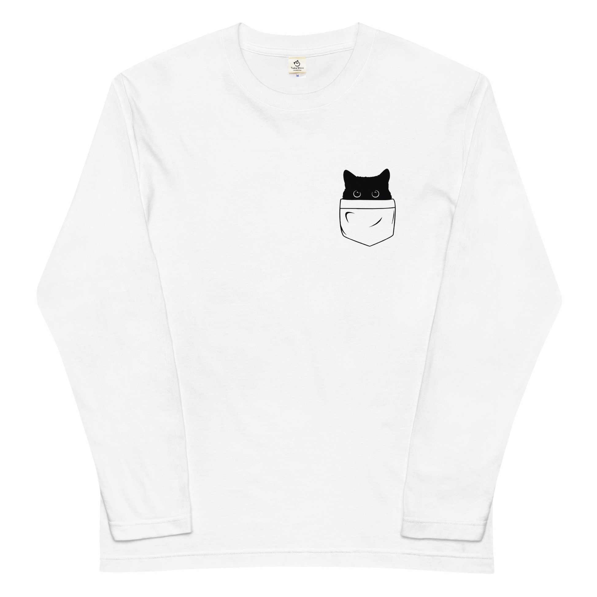 猫 ロン t 猫 長袖 t シャツ ねこ 猫イラスト ポケット猫.