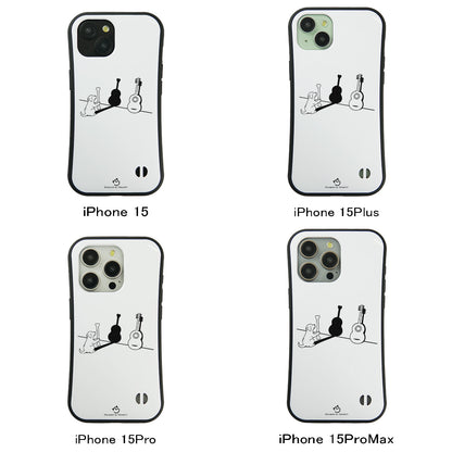 ケース いぬ 犬 イラスト   犬ギター スマホ ケース iPhone8, SE2, SE3 ~ ケース iPhone17シリーズ